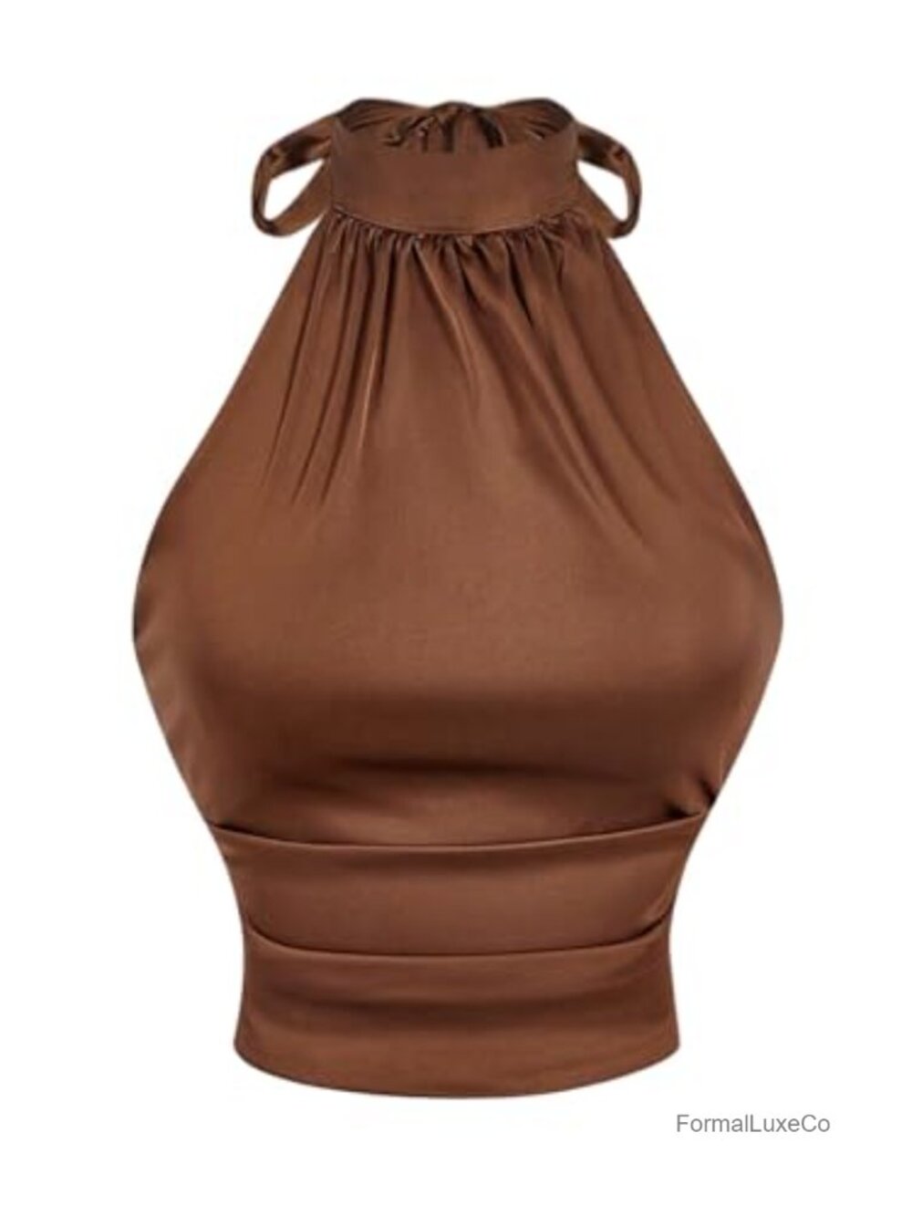 SweatyRocks Satin Halter Open Back Ruched Crop Top